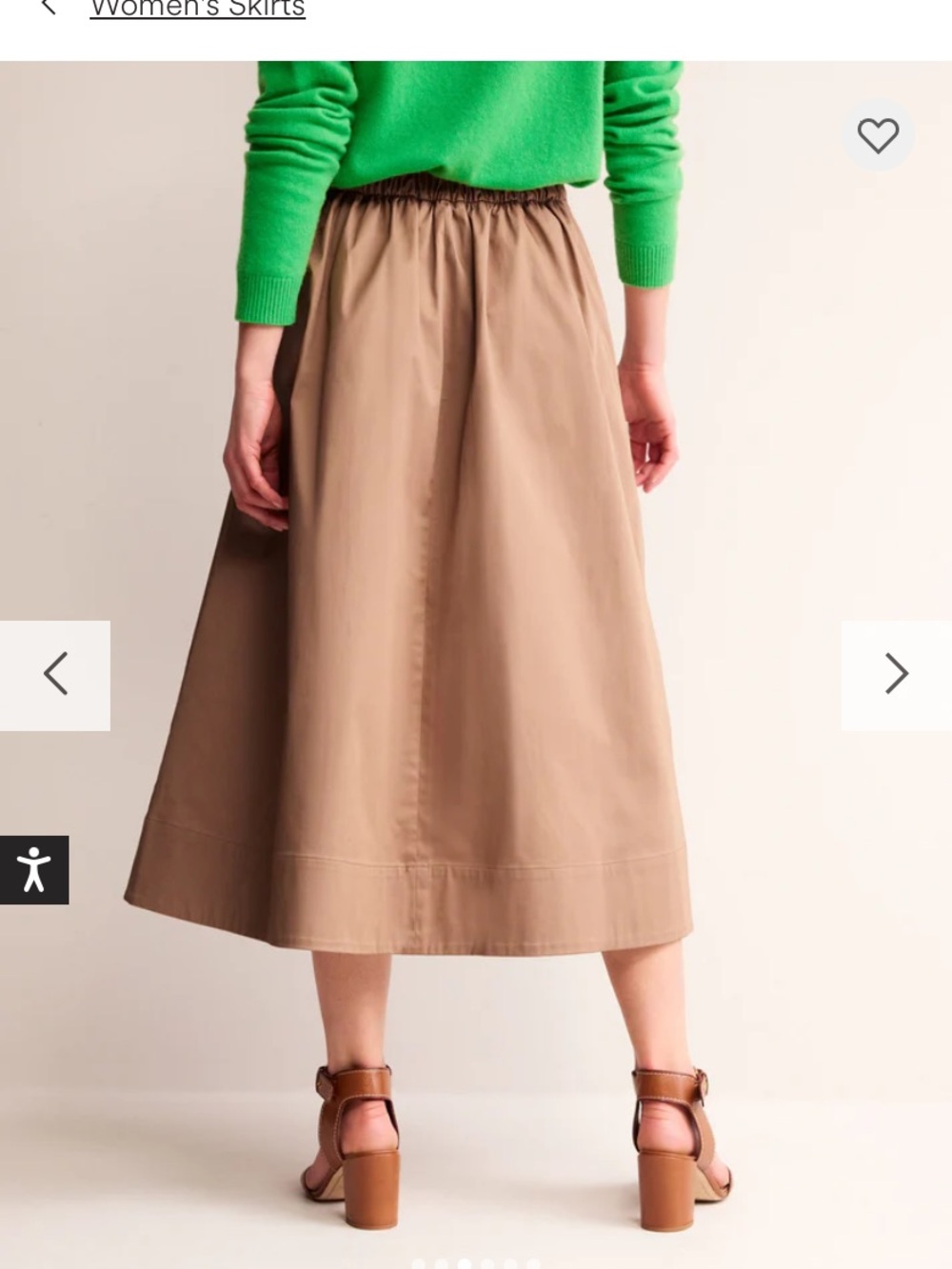 BODEN Isabella Cotton Sateen A-Line Skirt in Camel Brown - Picture 2 of 6